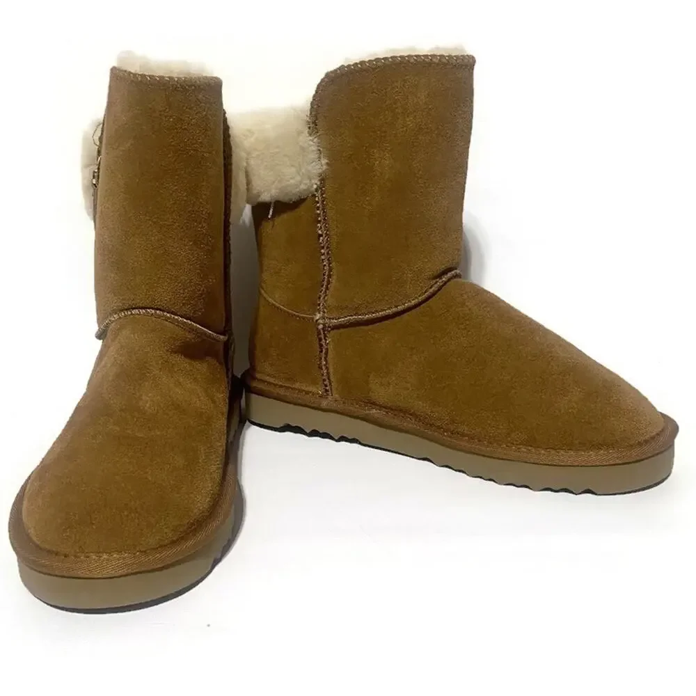 Style & Company Suede Uppers Chestnut Boots Size 9 Faux Fur Lined Mid Calf NWT